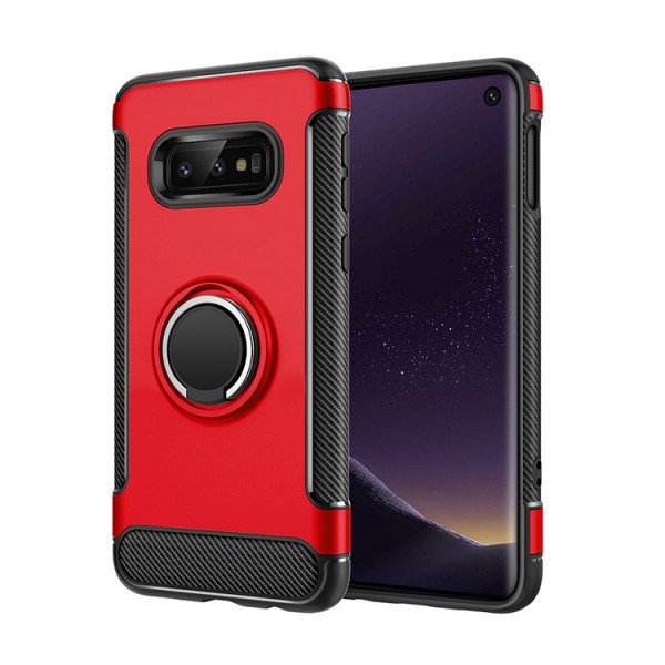 Wholesale Galaxy S10e 360 Rotating Ring Stand Hybrid Case with Metal Plate (Red)